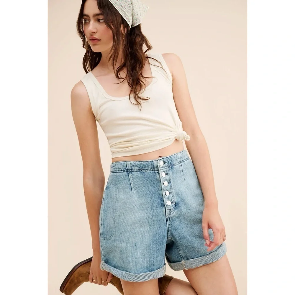New Free People Osaka Jean Shorts Blue 26